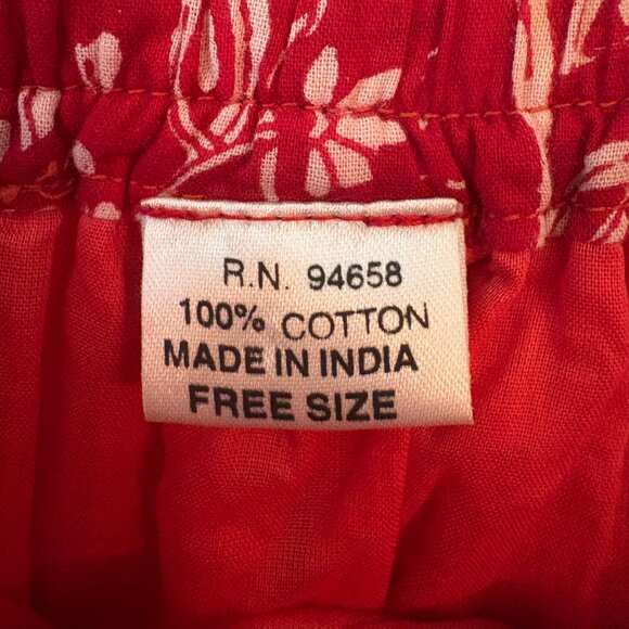 Henna Patchwork Red Maxi Skirt 100% Cotton Bohemian Hippie Flowy Floral Size L - Picture 8 of 10